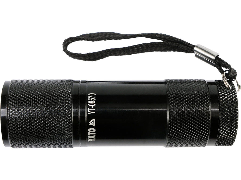 Aluminium Zaklamp, 9 Led's, Zwart