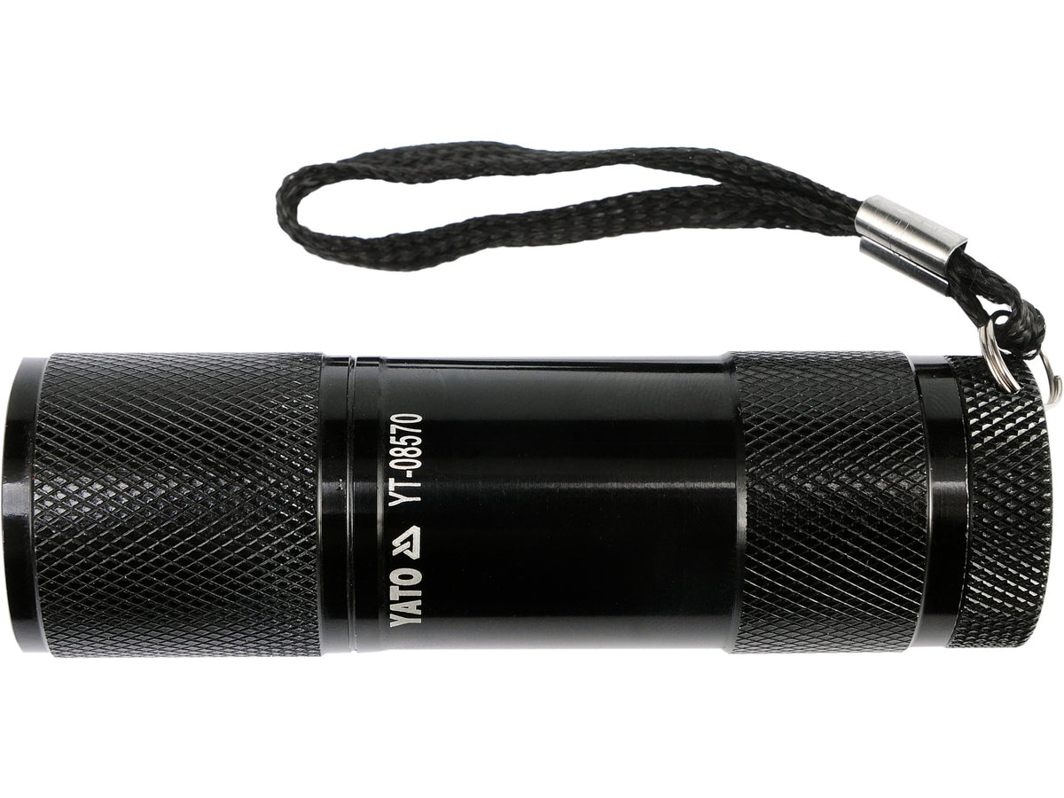 Aluminium Zaklamp, 9 Led's, Zwart