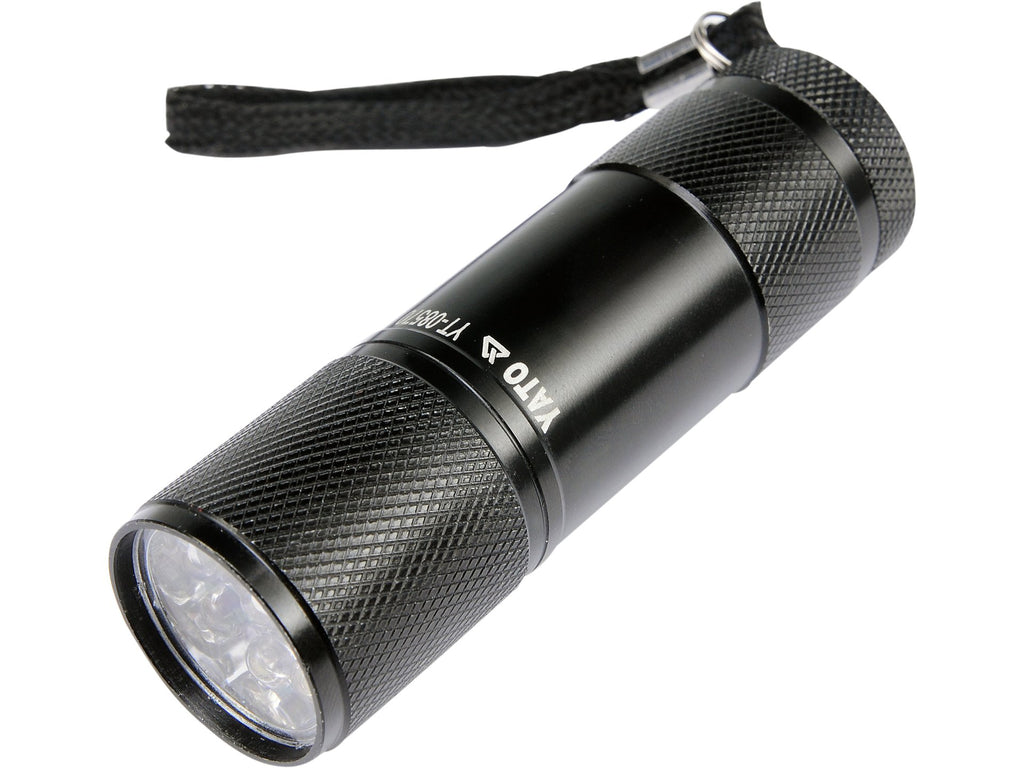 Aluminium Zaklamp, 9 Led's, Zwart
