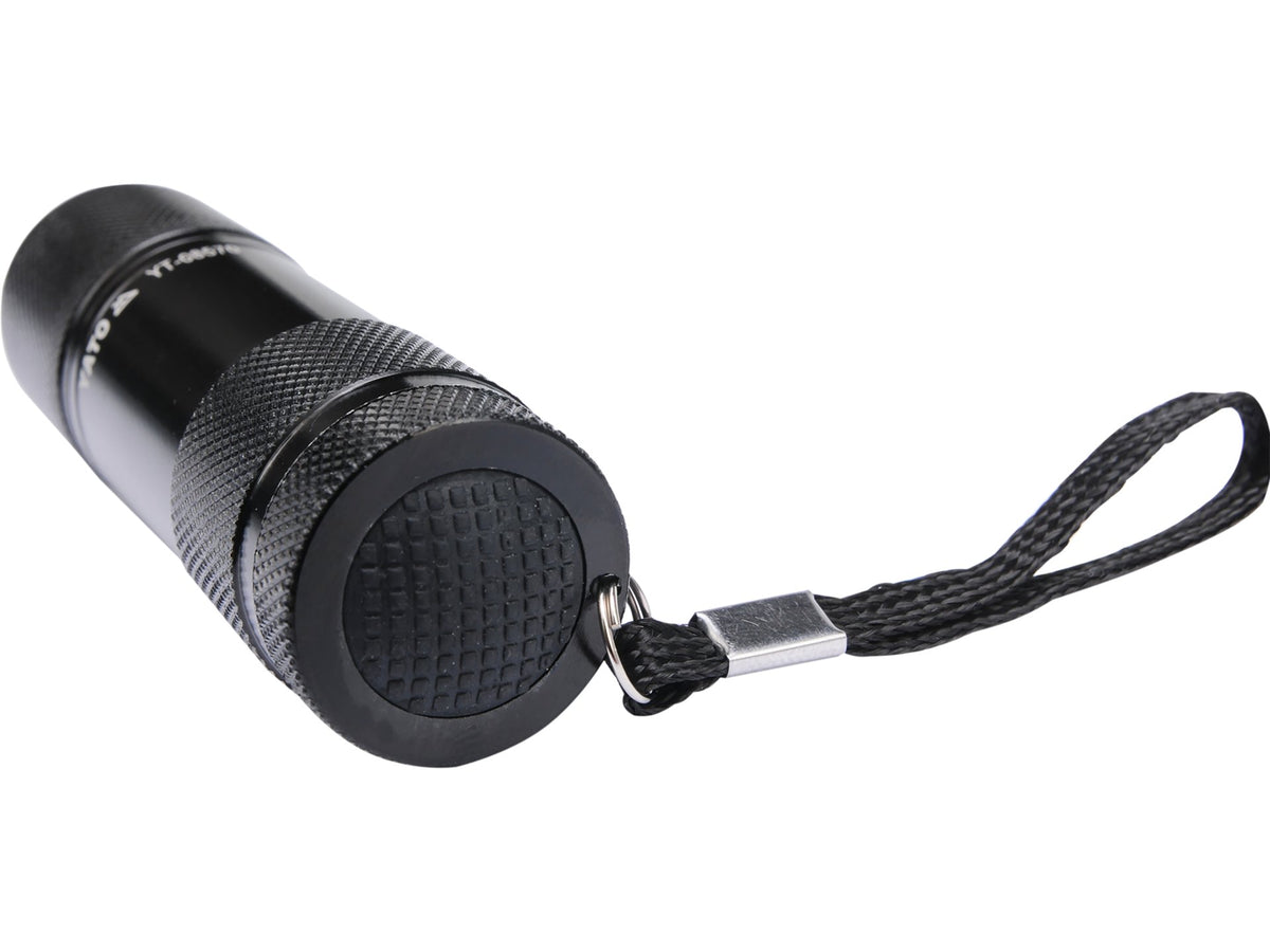Aluminium Zaklamp, 9 Led's, Zwart
