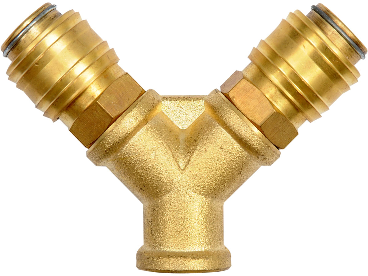 Connector, Messing Splitter 1/4'', Binnendraad 3/8''