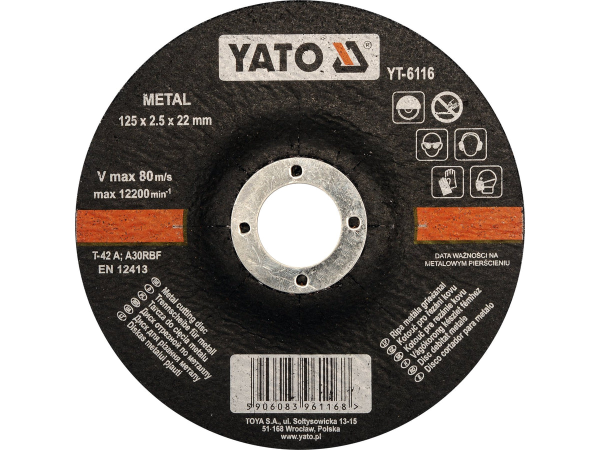 Metalen Snijschijf, Bol 125X2,5X22 MM