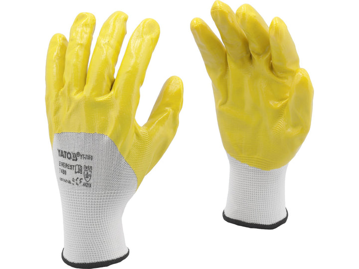 Beschermende Polyester Handschoenen Gecoat Met Oliebestendig Nitril Maat 10